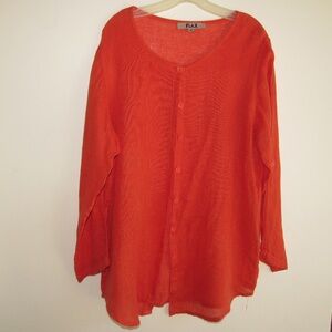Flax Woman's Blouse SZ Med 100% Linen Lagenlook Oversized
